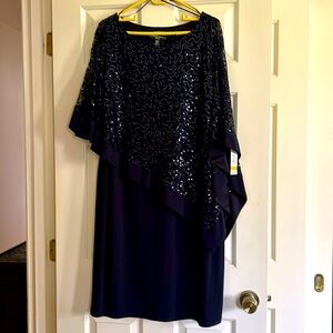 ❤️Beautiful & sophisticated navy blue dress with sequins size 16w New w/Tags